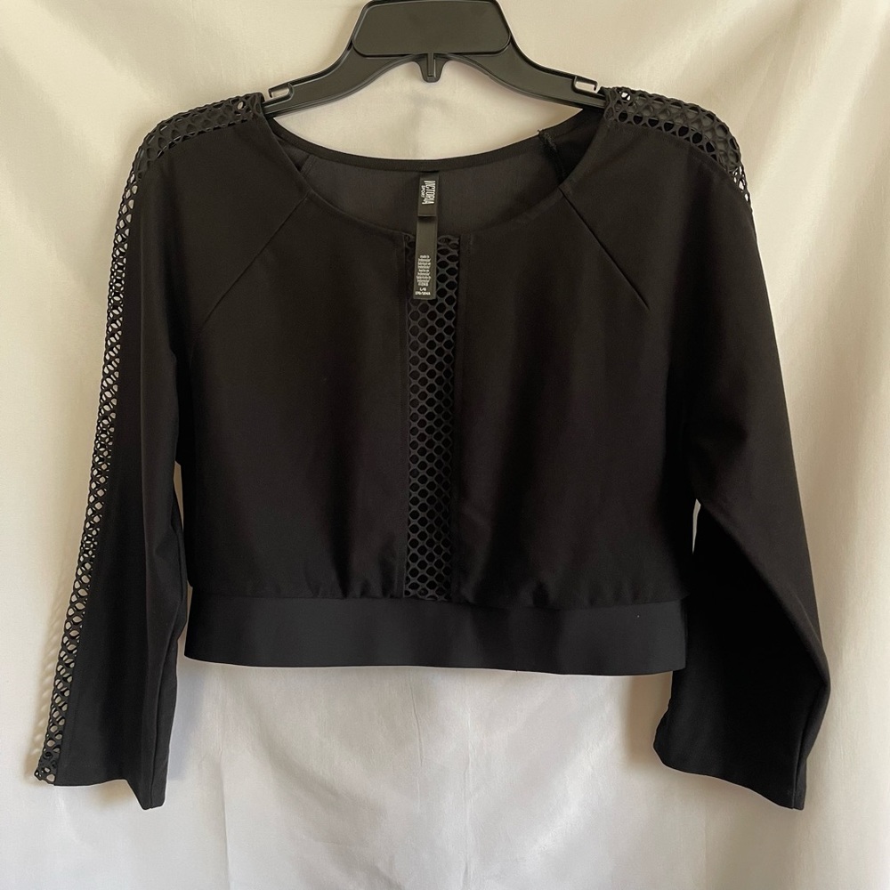 Victoria Sport Womens Crop Top Long Sleeve Large Black